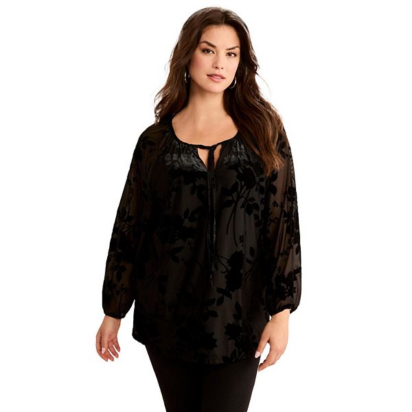 

Женская футболка plus size с бархатным эффектом и вырезом на спине Roaman'S, Black Tonal Floral, Черный, Женская футболка plus size с бархатным эффектом и вырезом на спине Roaman'S, Black Tonal Floral