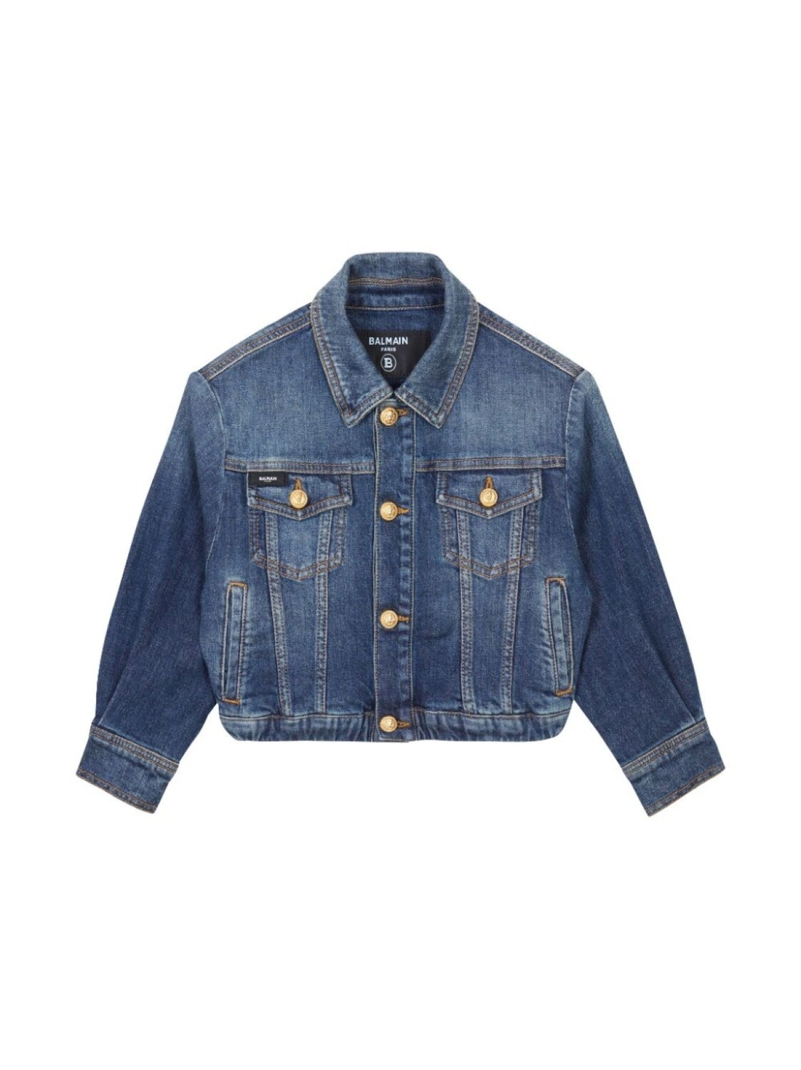 

Balmain Kids укороченная куртка на пуговицах с тиснением, синий