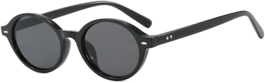 

Ретро маленькие овальные женские солнцезащитные очки, модные конфетные цвета, защита от УФ-излучения UV400, мужские трендовые очки с заклепками, панк-стиль HHZZYVY, Black Grey