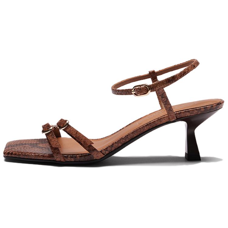 LE SAUNDA Женские сандалии на одной застежке - коричневый змеиный принт BRR, цвет Snake Print Brown BRR
