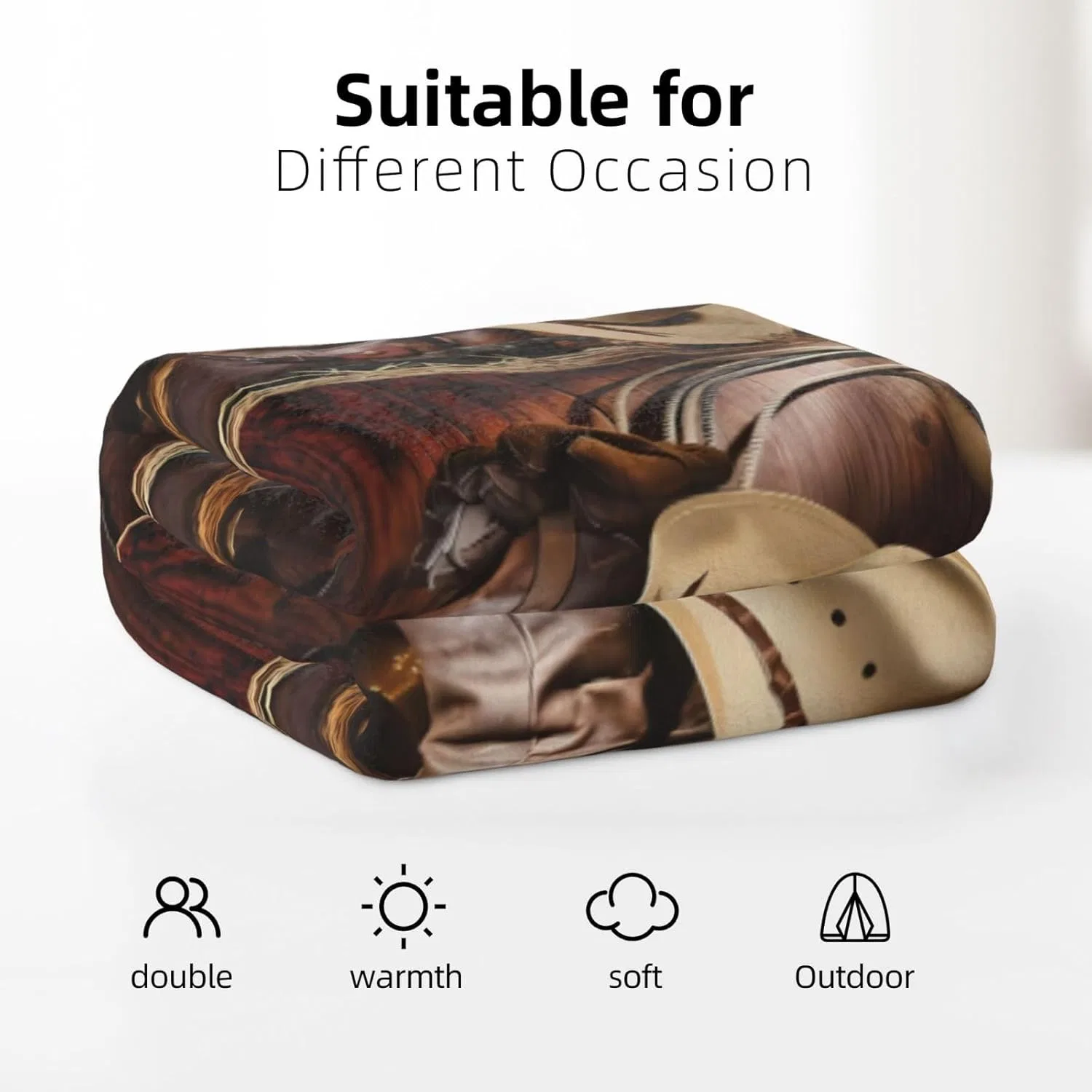 YYHHAOFA Ботинки Cowboy-Flanelldecke, schwarzer Hut, Westernstiefel, 167,6 x 228,6 cm dick: hautfreundlich, warm und bequem, pflegeleicht und langlebig — фото 4