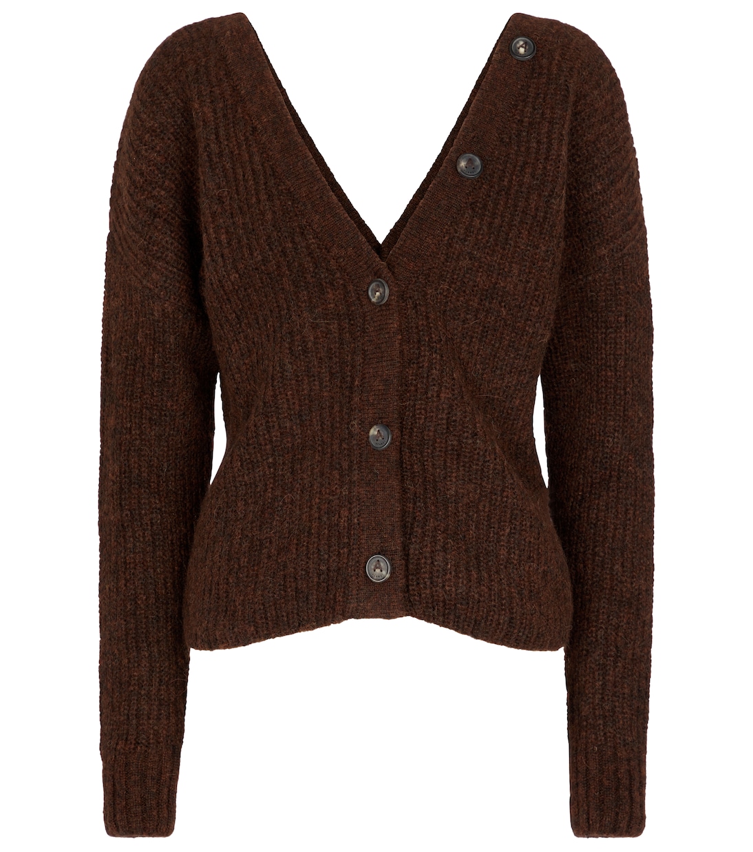 

Кардиган из смеси альпаки, связанный в рубчик Alanui, коричневый
