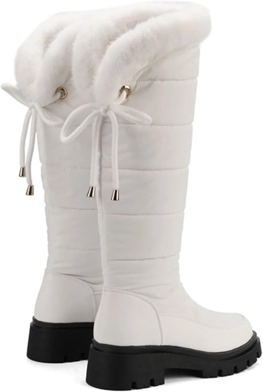 Ботинки 2026 Winterstiefel mit Kunstlederfutter, mittelhoch, mit schrägem Absatz, ideal für Outdoor-Aktivitäten, Freizeit, Komfort, Wärme, rutschfeste Sohle, strapazierfähig, leicht, flexibel, gepolsterte Generisch, Weiß — фото 4