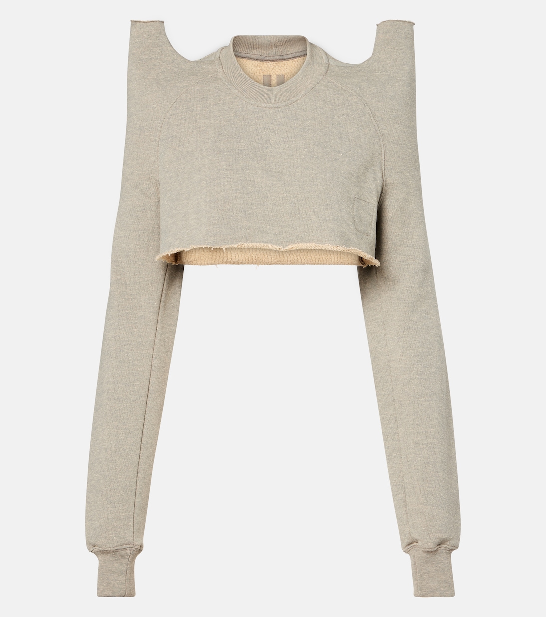 

Укороченная толстовка из смесового хлопкового джерси Rick Owens, Melange Grey