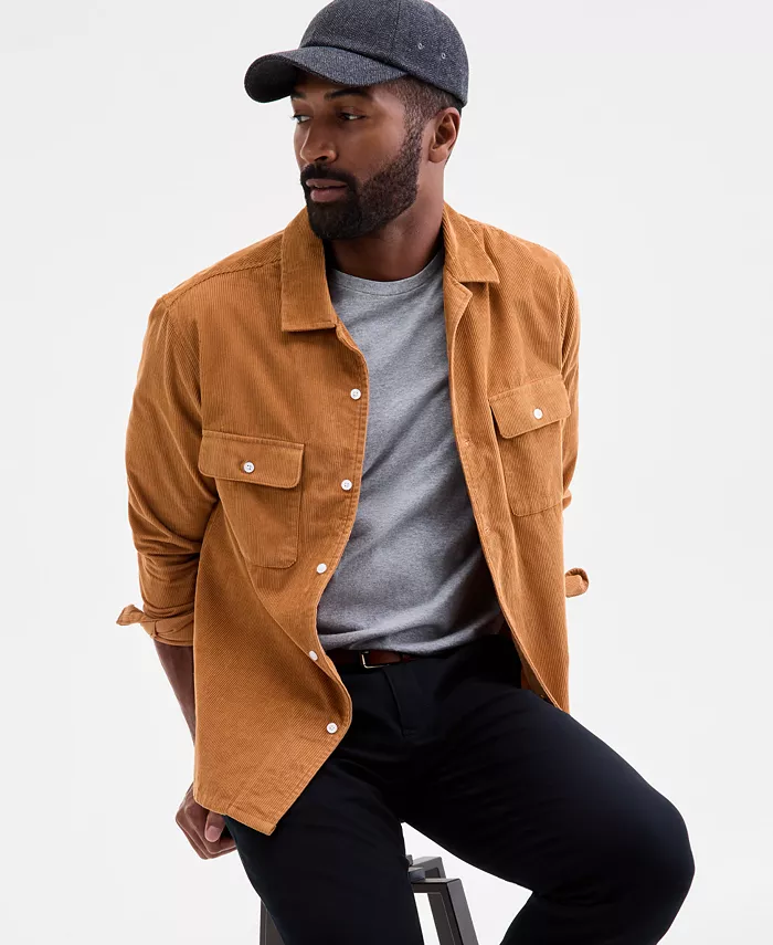 

Мужская куртка-рубашка из вельвета Club Room, коричневый