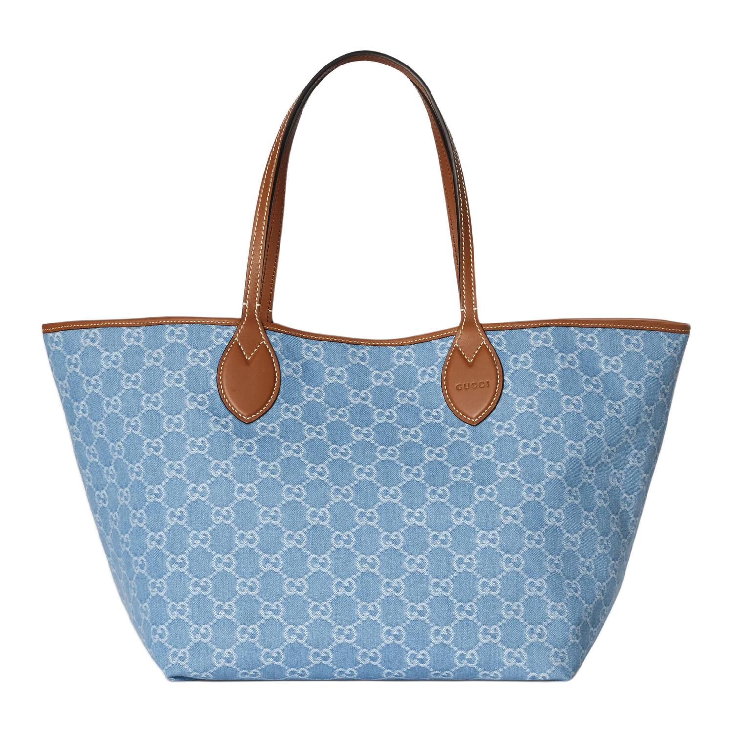 

GUCCI Сумка-шоппер Totissima GG деним, большая женская сумка через плечо синий