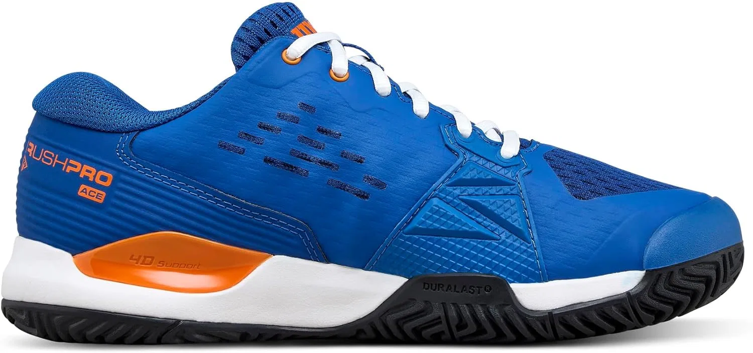 Кроссовки для тенниса Wilson Rush Pro Ace Junior, цвет Deja Vu Blue/Orange Tiger/White — фото 2