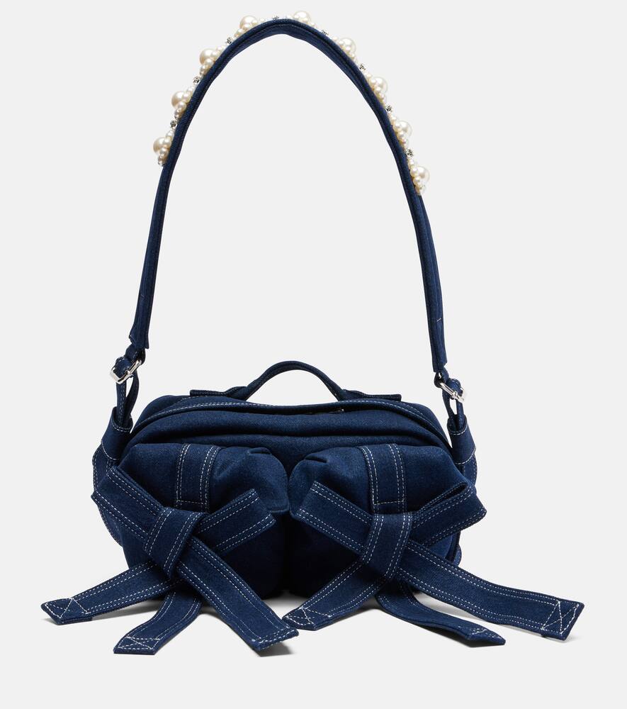 

Джинсовая сумка через плечо с декоративным бантом из бисера Simone Rocha, Indi/Pearl