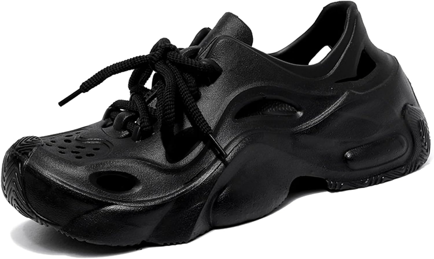 

Кроссовки с массивной подошвой на шнуровке для мужчин и женщин, легкий материал EVA, с округлым носком, платформенная подошва, перфорированная дышащая структура, повседневная летняя обувь для активного отдыха и вечеринок Psieicwm, черный