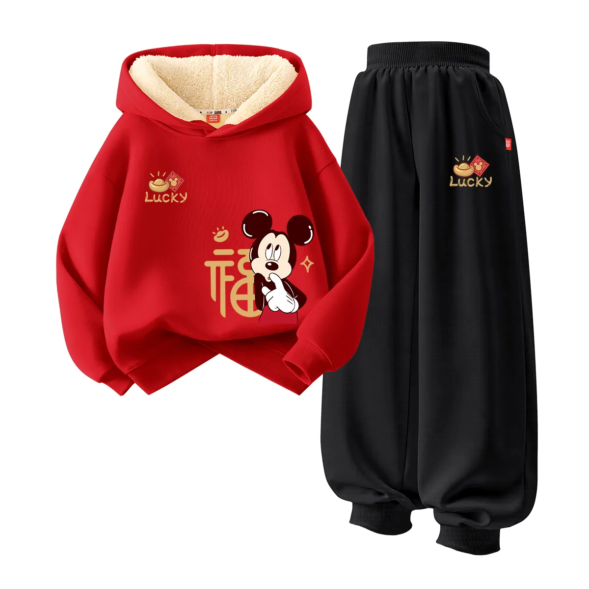 Детская повседневная худи с капюшоном Disney, [Thickened and Fleece-Lined]Daliyuan Coin K Red+Diyuan Coin K Black