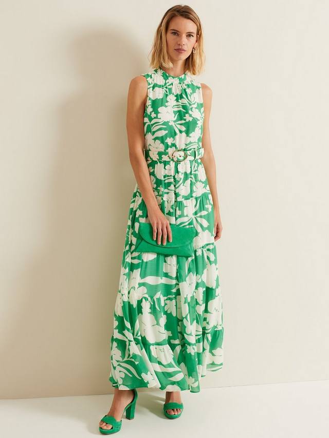

Многоярусное платье в цветочек kara maxi Phase Eight, цвет Green/Cream