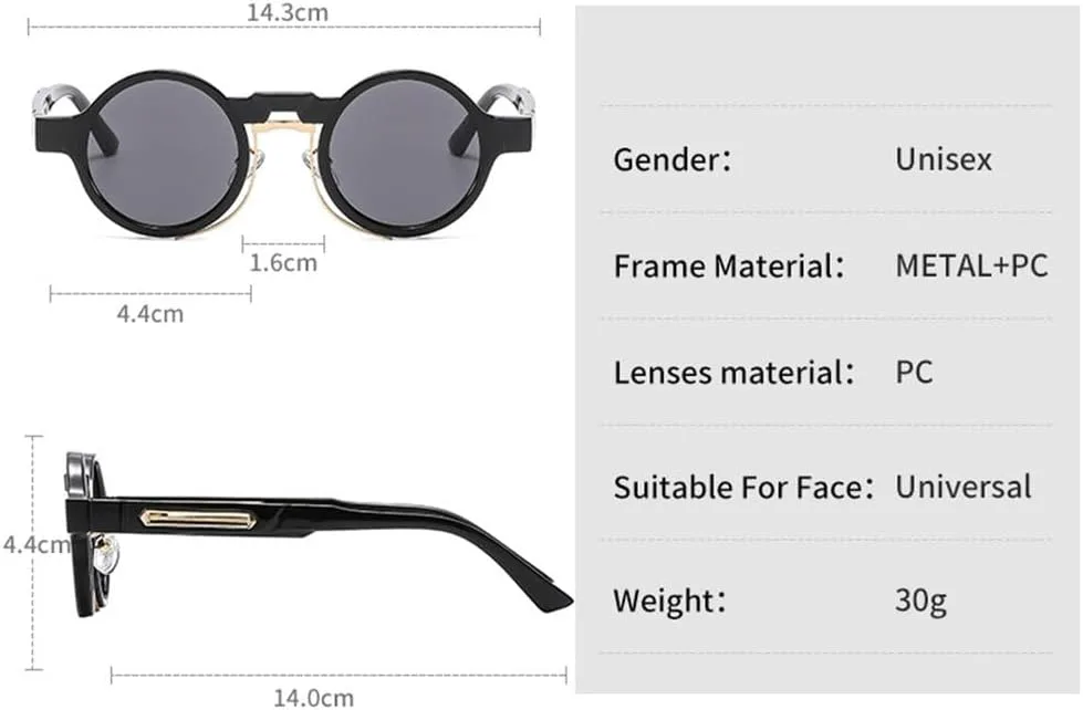 

Ретро круглые солнцезащитные очки для мужчин, маленькие панк-очки для женщин, градиентные линзы, защита от УФ-излучения UV400, отличный подарок KTUCN, Black Grey