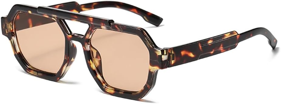 

Солнцезащитные очки UV400 с двойной перемычкой для мужчин и женщин, с прозрачными градиентными линзами, для занятий спортом на открытом воздухе и путешествий UYPTK, Demi Brown