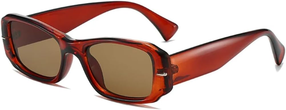 

Популярные модные прямоугольные солнцезащитные очки для женщин в стиле панк с заклепками, градиентные, с защитой от УФ-излучения UV400, для мужчин в стиле ретро UUPTTPL, Red Brown Tea