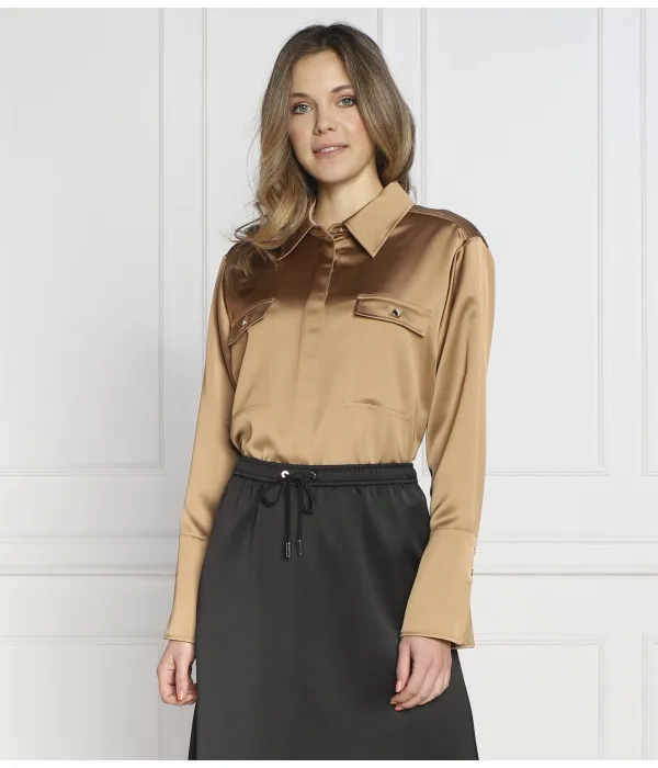 Сатиновая рубашка Бесатина Comfort fit Boss, коричневый — фото 3