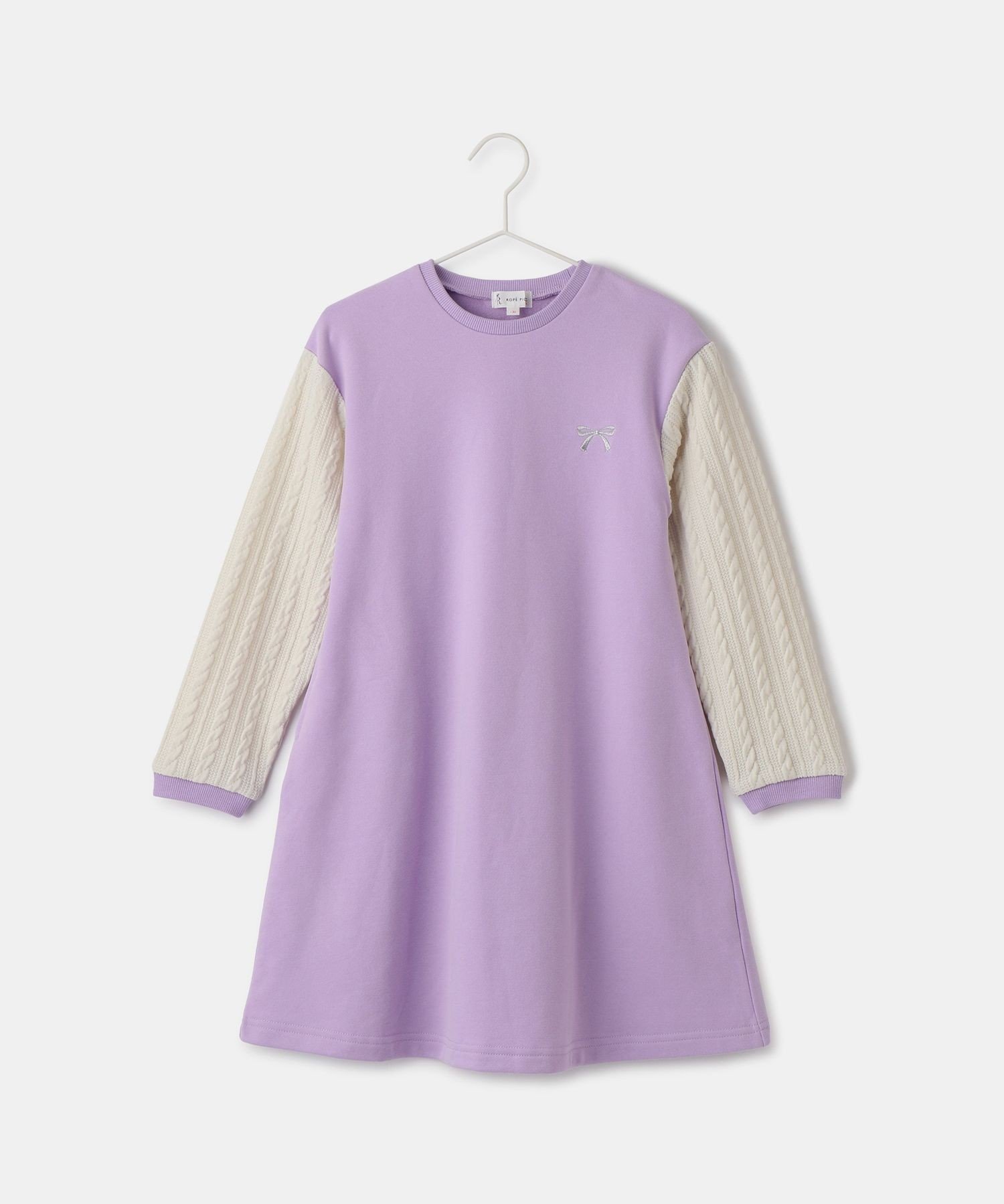 Платье с рукавами-косичками на флисовой подкладке ROPE' PICNIC KIDS, Lavender (53)