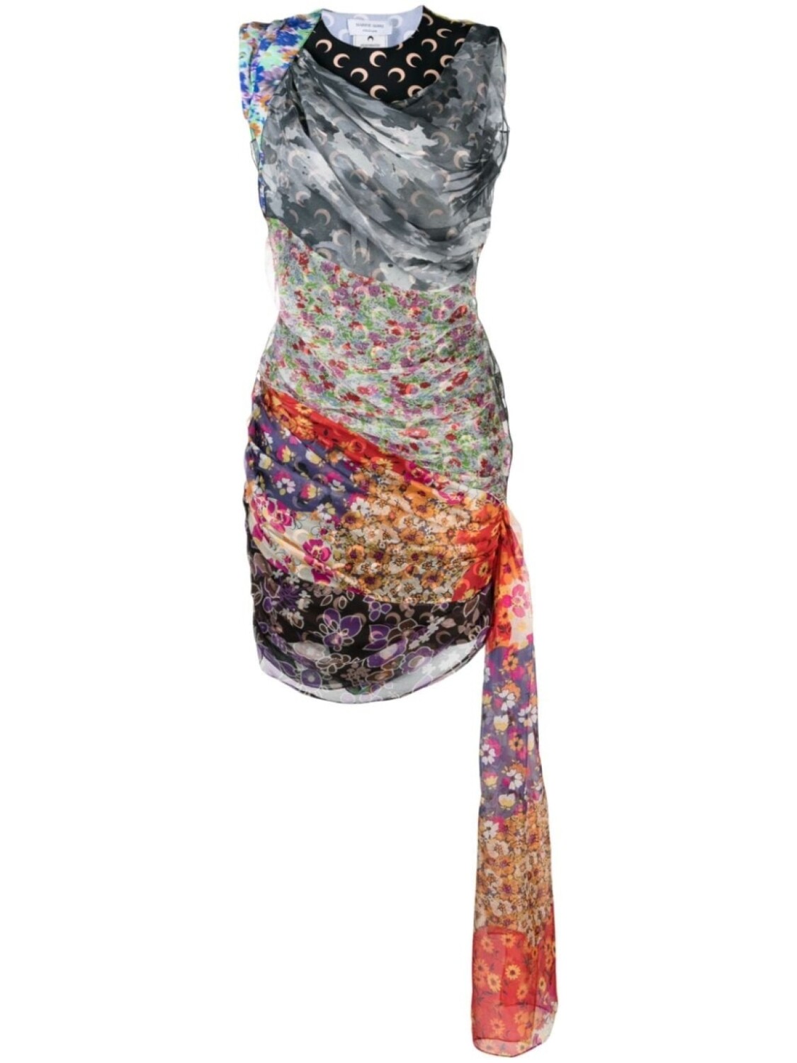 

Marine Serre шелковое платье мини Regenerated Scarves, черный