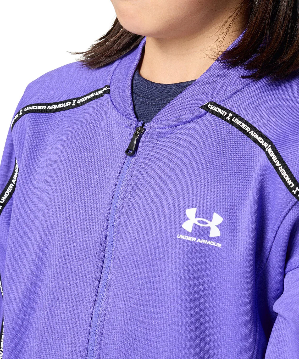 Куртка тренировочная детская Under Armour с логотипом, полиэстер, фиолетовая — фото 2
