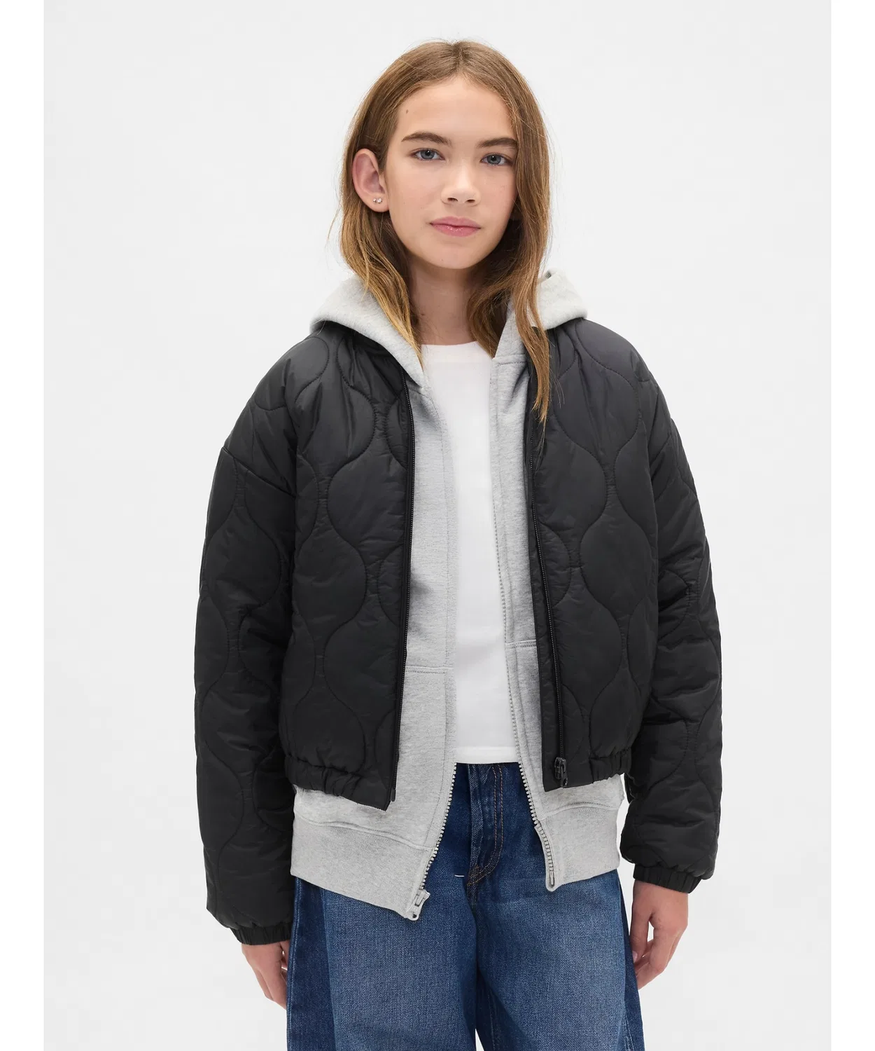 Пуховик стеганый Gap для детей, черный