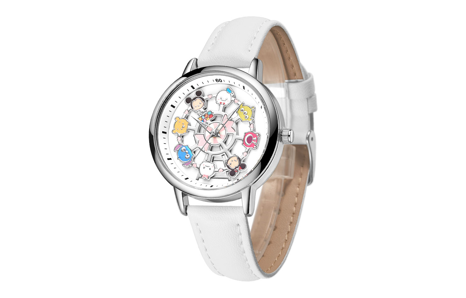 

Disney Часы Sogno Collection, Rotating Lucky Ferris Wheel Quartz Movement Leather Strap Watch Women's Watch White Dial, SS-31097W[Simple White Mickey Box]