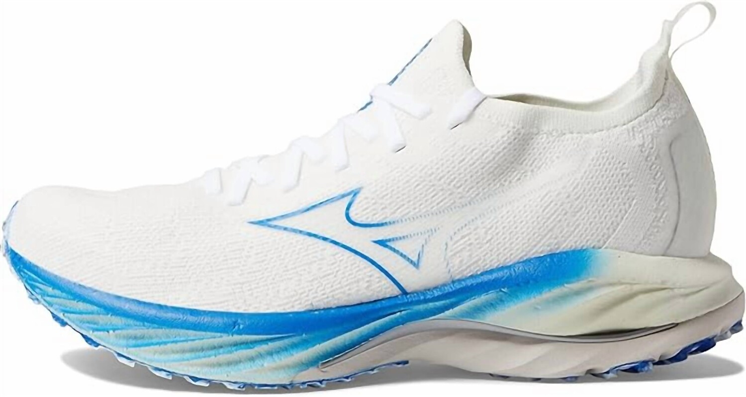Женские кроссовки Wave Neo Wind неокрашенного белого цвета и синего цвета Mizuno — фото 2