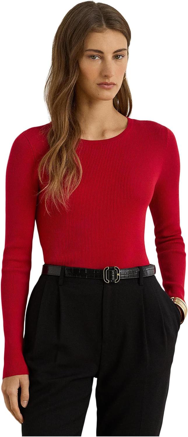 

Свитер Lauren Ralph Lauren Women's Rib-Knit Cotton-Blend Crew Neck Sweater, Ralph Red