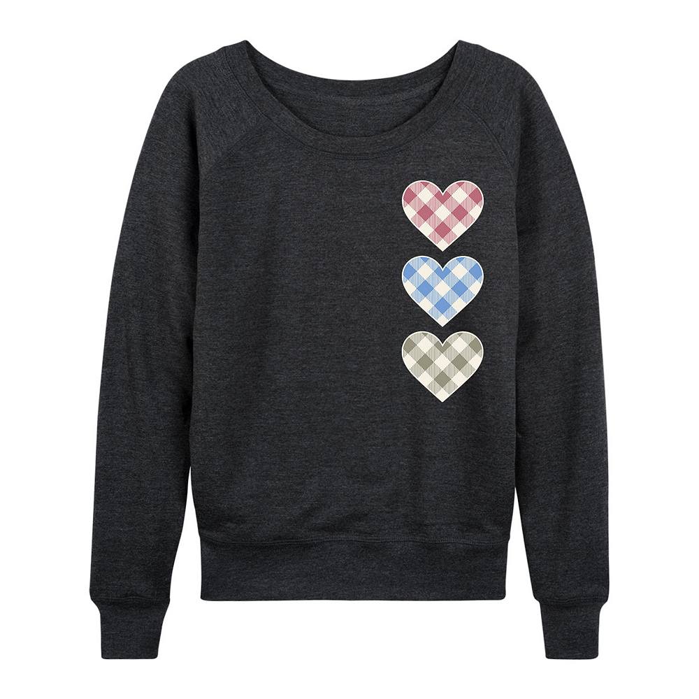 

Женский легкий свитшот из френч терри в клетку Gingham Hearts Licensed Character, цвет Heather Charcoal