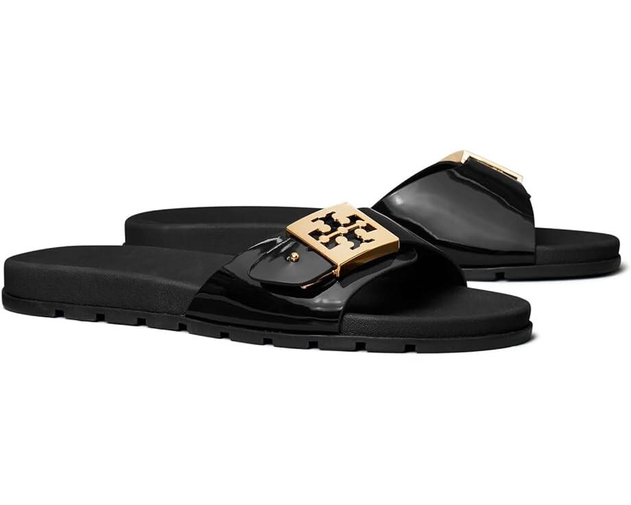 Сандалии Tory Burch Buckle Slide, цвет Perfect Black/Gold/Perfect Black