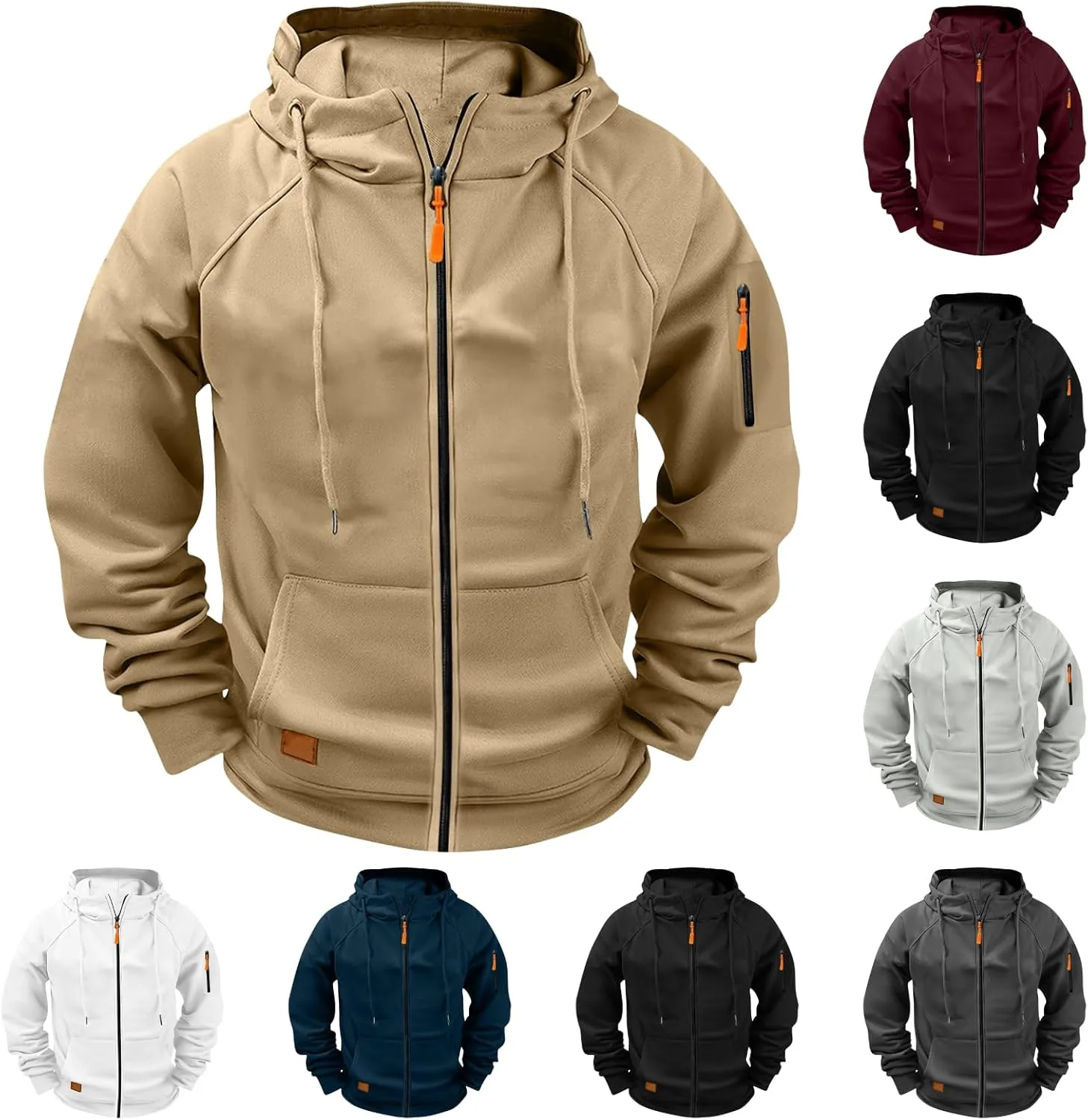 

Толстовка с капюшоном Full Zip Fleece Cargo, длинный рукав, с карманами на молнии SCRRMZO