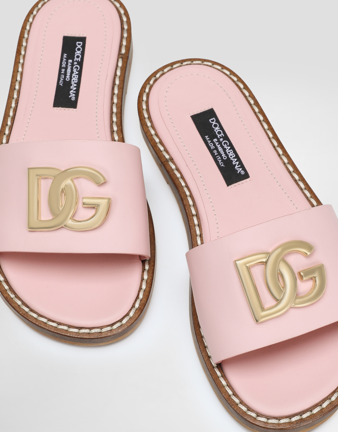 Бархатная кожаная шлепанца Dolce&Gabbana, розовый — фото 4