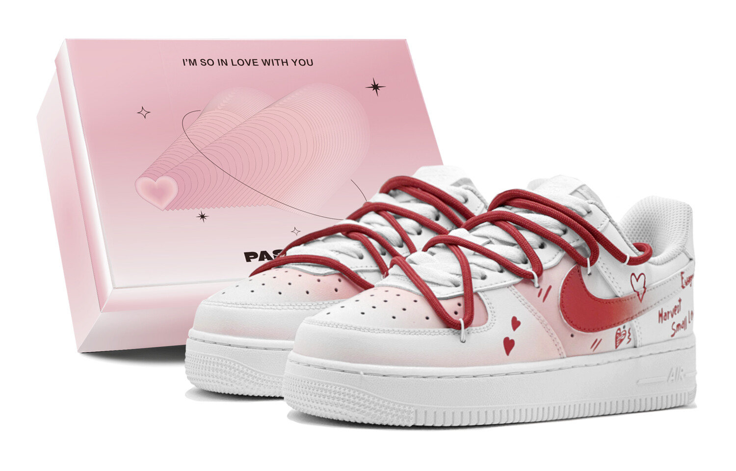 

Кроссовки Nike Air Force 1 Skateboarding Shoes Women's Low-top White, красный