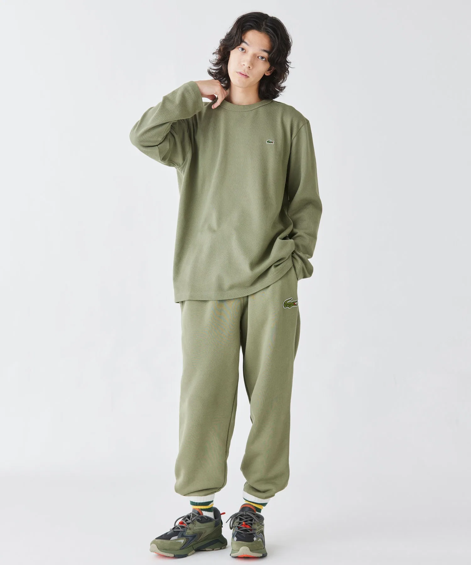 Мужские кроссовки LACOSTE L003 NEO TECH 224 1 SMA толстой подошвой бежевые — фото 3