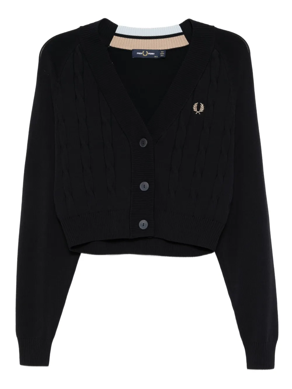 

Укороченный кардиган косой вязки Fred Perry, синий