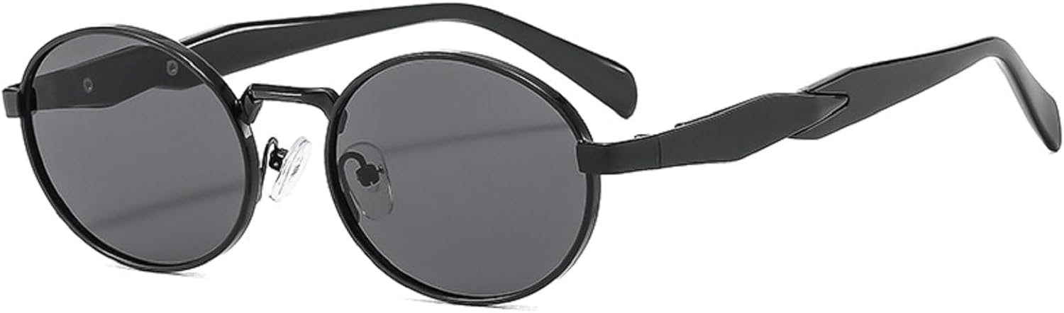 

Ретро металлические овальные солнцезащитные очки для женщин, модные, конфетных оттенков, защита от УФ-излучения UV400, для мужчин, панк-солнцезащитные очки Melrose, Black