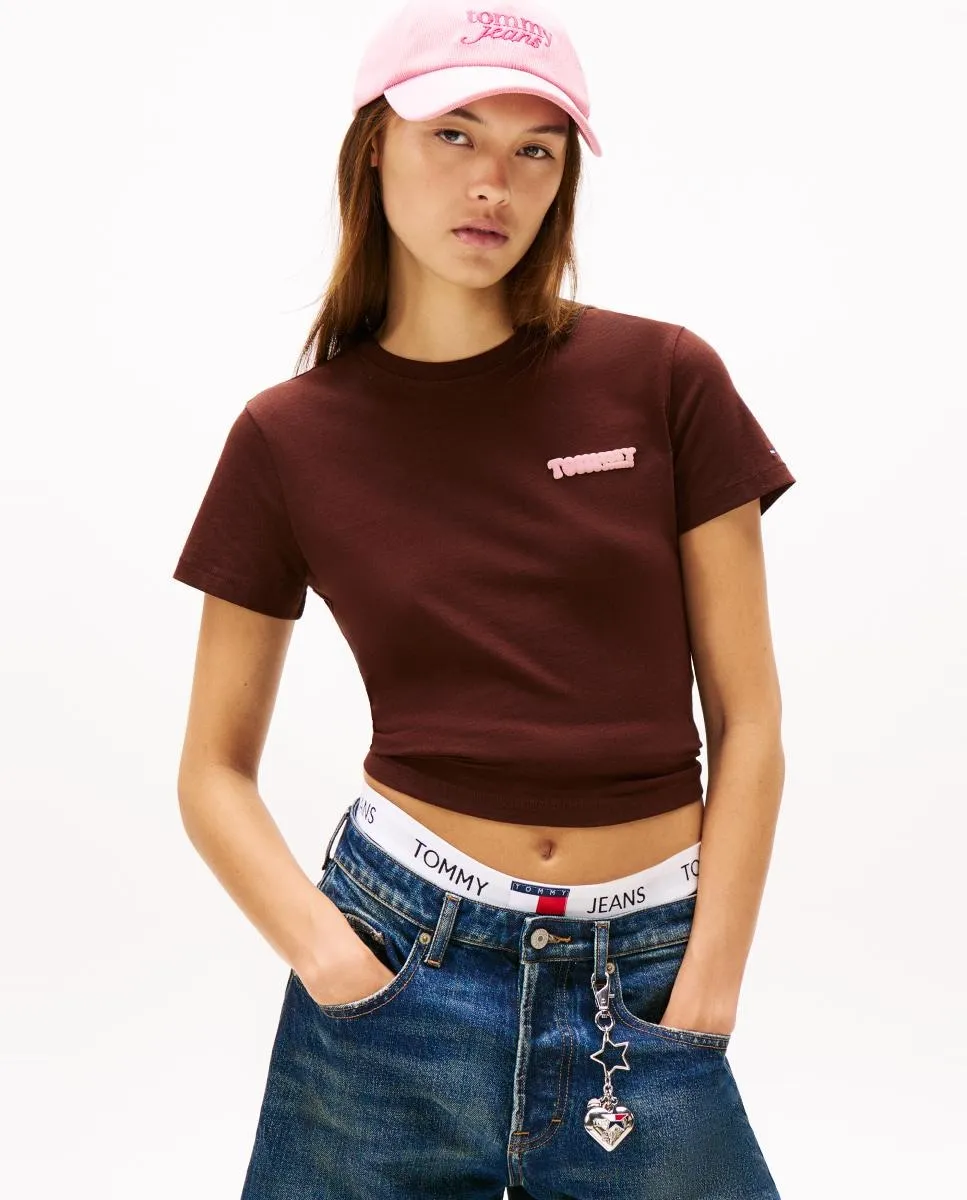 

Женская футболка с принтом на спине, свободного кроя Tommy Jeans, темно-коричневый