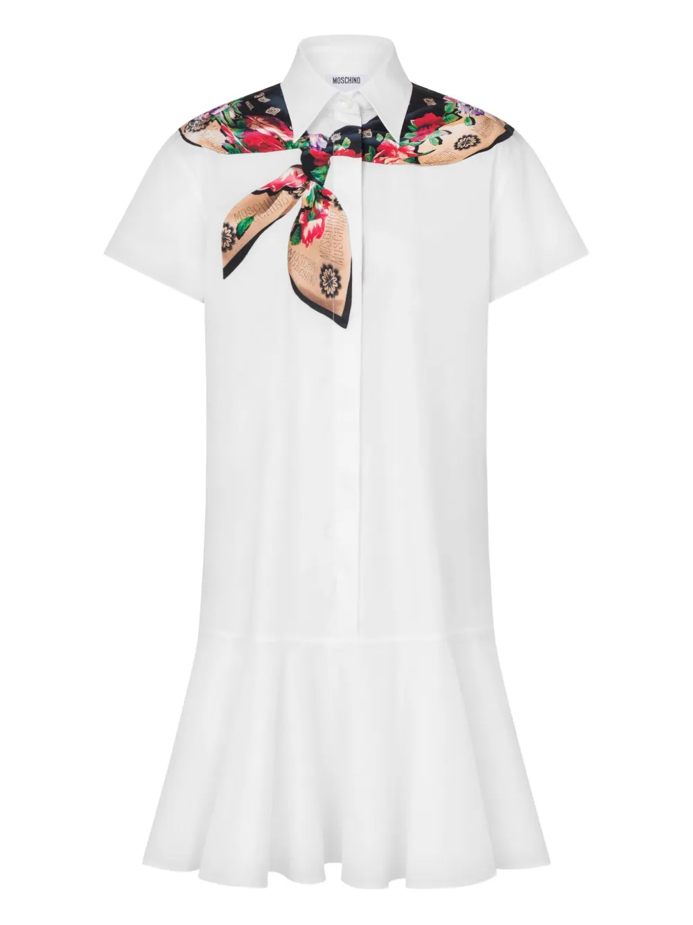 

Платье с короткими рукавами и оборками Moschino, белый