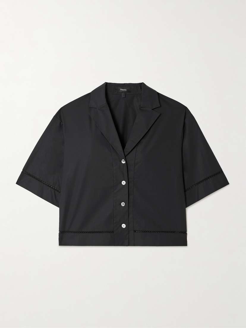 

Рубашка из хлопчатобумажной поплиновой ткани с кружевной отделкой Theory, синий