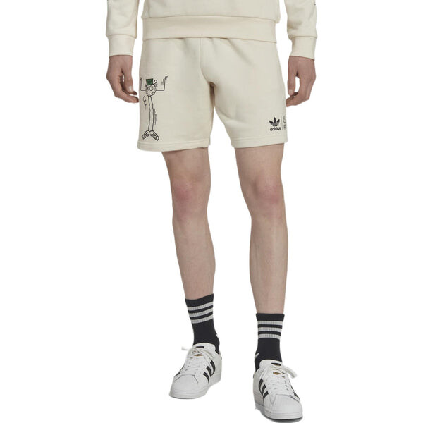 Шорты men's originals cartoon graffiti logo printing straight casual shorts creamy white Adidas, мультиколор — фото 2