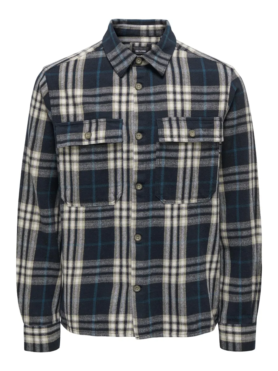 

Фланелевая рубашка ONLY & SONS "ONSSCOTT LS CHECK FLANNEL OVERSHIRT 5629", синий