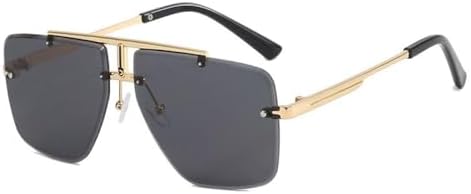 

2027 Модные мужские солнцезащитные очки без оправы для женщин, двойная перемычка, металлическая оправа, солнцезащитные очки для вождения, защита от УФ-излучения UV400 MTZJH, Gold Black