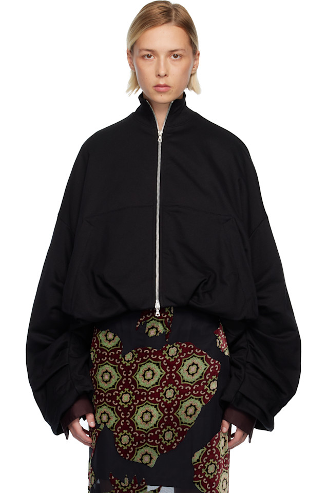 

Куртка из драпированного трикотажа Dries Van Noten, черный