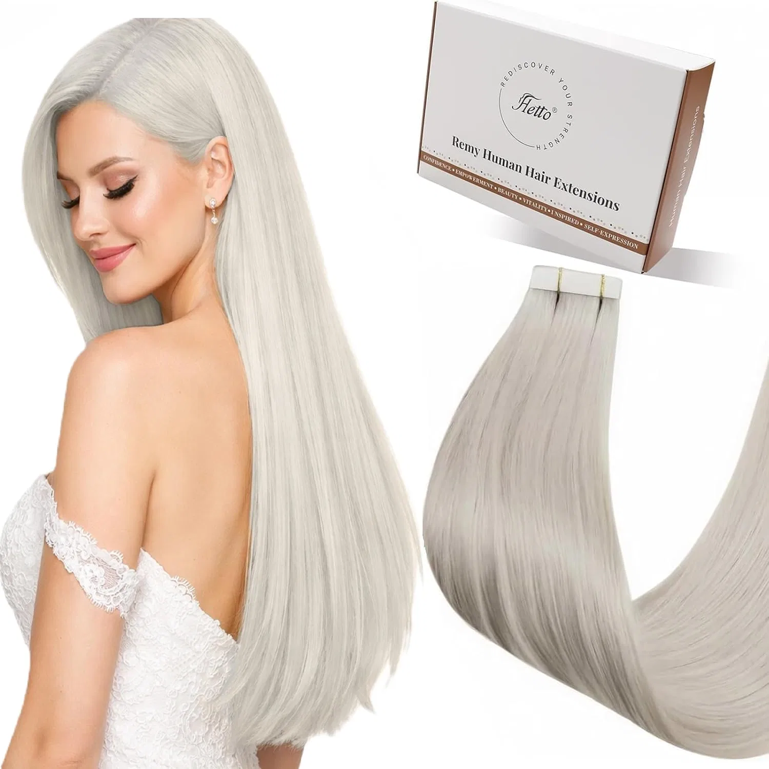 Наращивание волос на лентах «Platinum Blonde» 45 см от Hetto Hetto