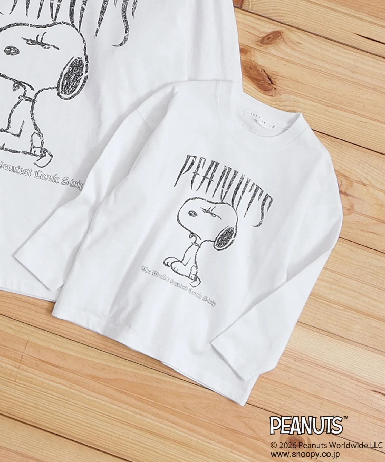 Детская футболка с длинным рукавом THE SHOP TK PEANUTS Снупи винтажный принт белая