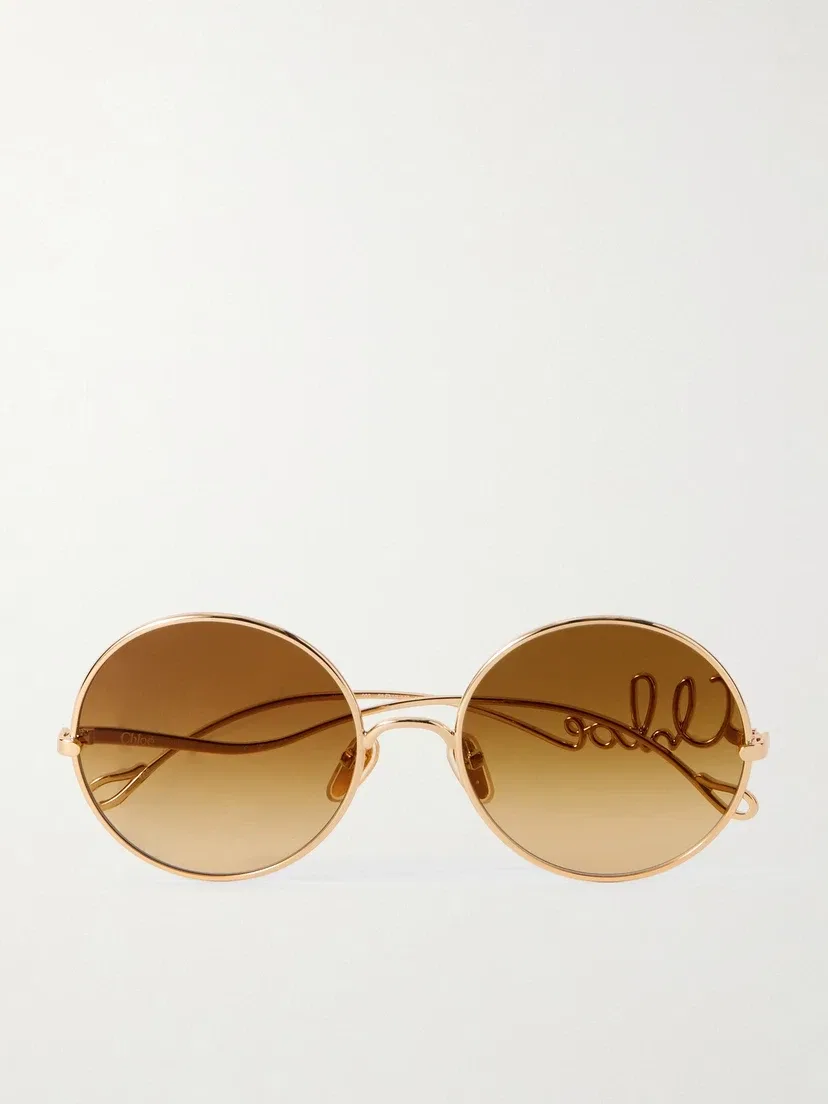 Культовые круглые солнцезащитные очки золотистого цвета Chloé Eyewear, золотой