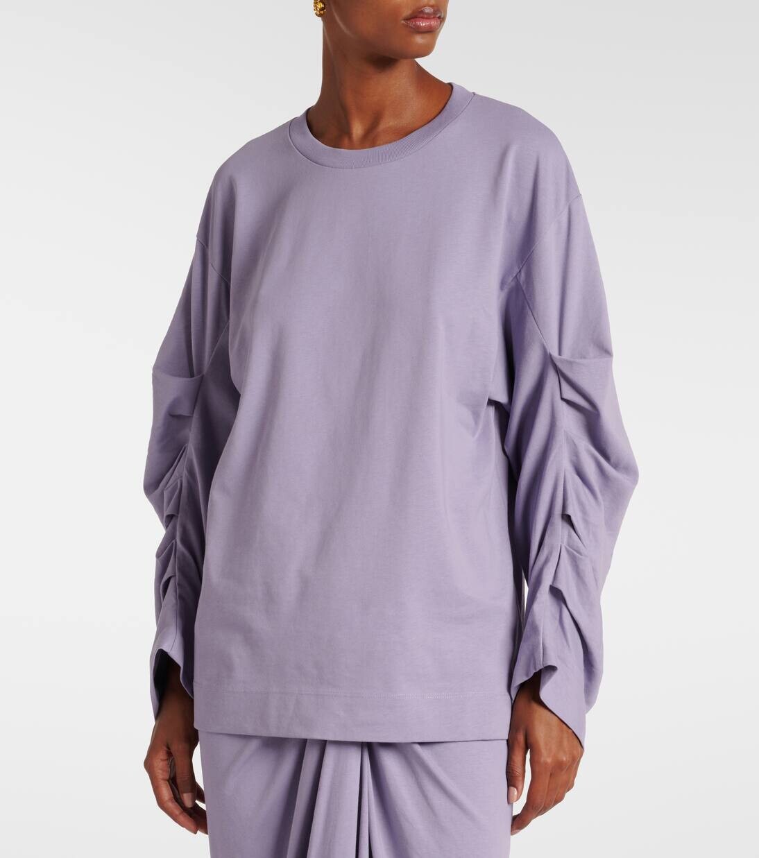 Свитшот из хлопкового джерси с оборками Dries Van Noten, цвет lilac — фото 4