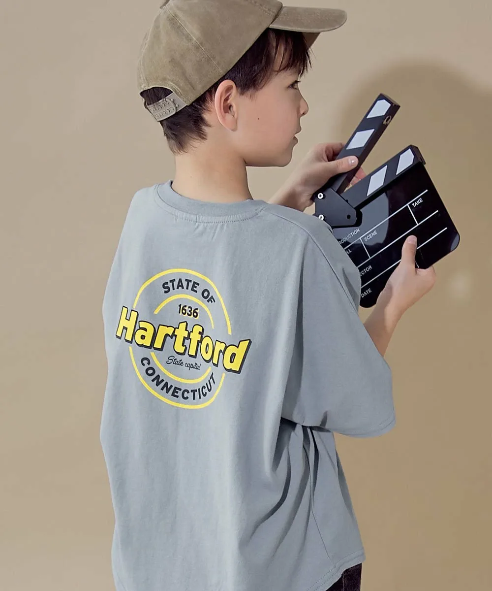 Футболка с коротким рукавом и крупным силуэтом дьявольской лабрадорши, 100% хлопок, детская одежда, весна/лето 2016. Devirock, 014-Logo 2-Mist Blue