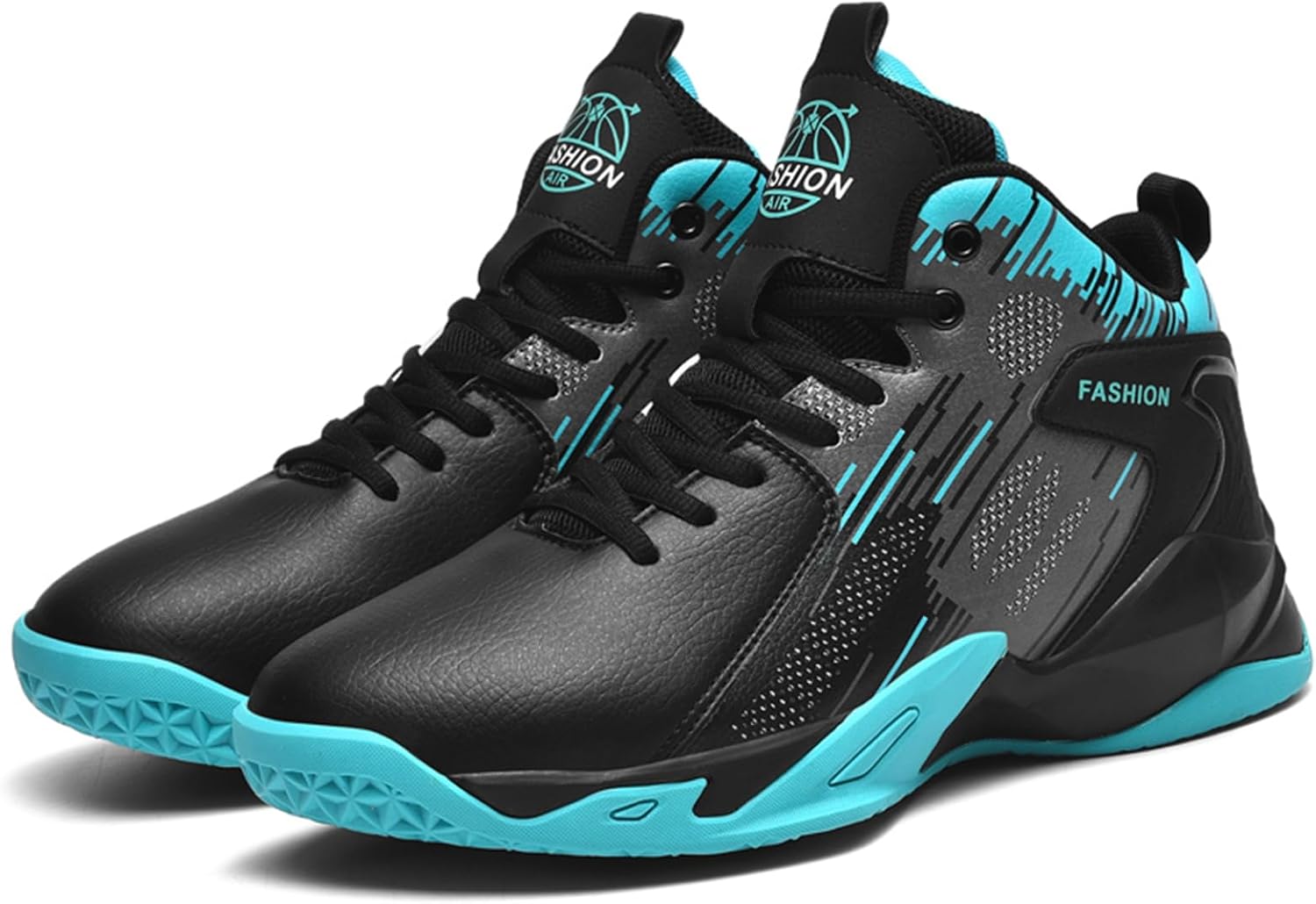 

Мужские высокие кожаные баскетбольные кроссовки на шнуровке с антискользящей подошвой и амортизацией, легкие спортивные туфли с круглым носком, подходящие для тренировок на кампусе, бега и уличного баскетбола Negyanme, зеленый