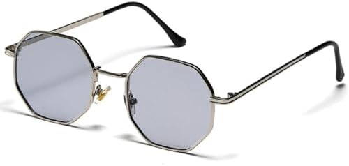 

Модные ретро-солнцезащитные очки для женщин и мужчин, многоугольные винтажные солнцезащитные очки, модные женские солнцезащитные очки с защитой от УФ-излучения UV400 MTZJH, Silver Blue