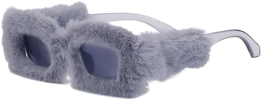 

Розовые плюшевые солнцезащитные очки для женщин, модные солнцезащитные очки для женщин, прямоугольные солнцезащитные очки, квадратные очки для женщин WNCKSQ, C7gray