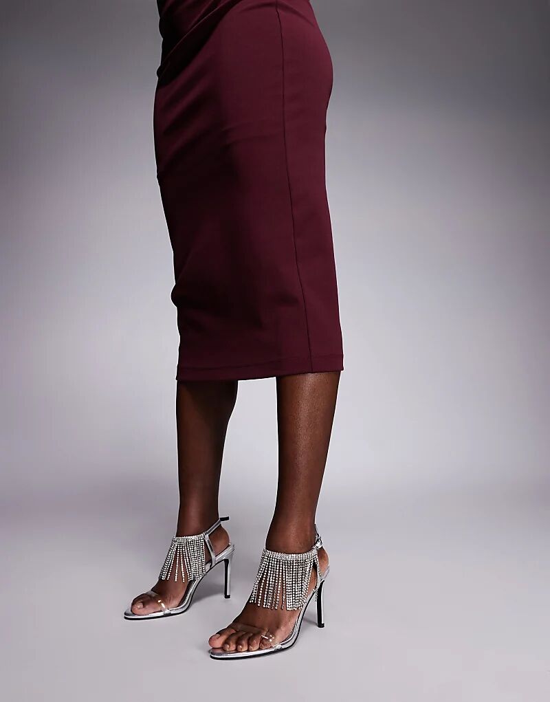 Босоножки Noelle на высоком каблуке с бахромой от ASOS DESIGN, серебристого цвета — фото 4
